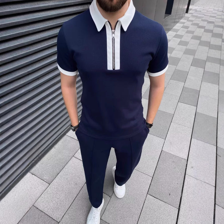 Herrer Modern Zip-Up Polo Sæt Stilla