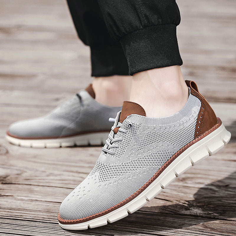 Herrer nan strikket Business-Casual snørebåndssko med Wingtip dekoreret hulmønster og fleksibel EVA-sål Skovae