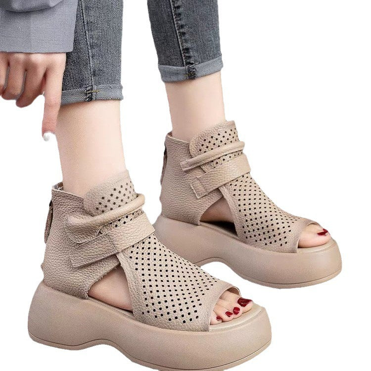 Dame Komfortable Plateau-Sandaler med luftig hulstruktur og innovativ lukning Stilla