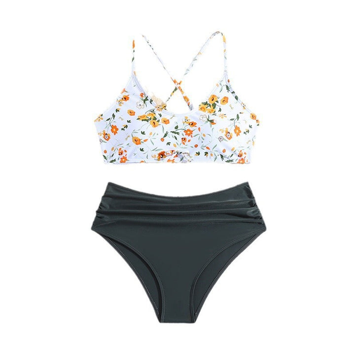 Dame bikini sæt med blomster top og høj taljede shorts Stilla