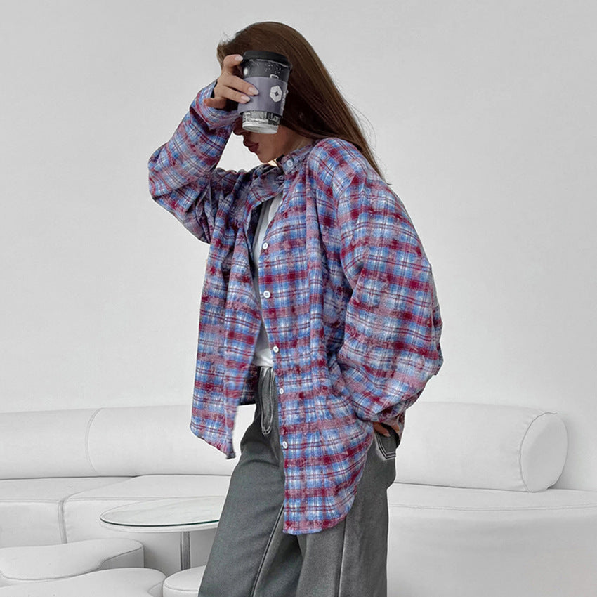 Dameternetternet Overshirt-Bluse med voluminøse ærmer og moderne snit Stilla
