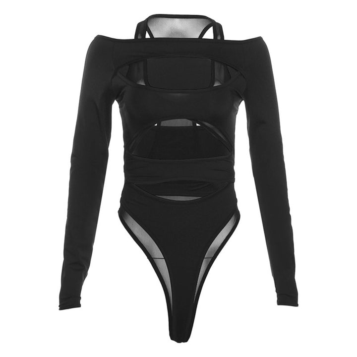 Dame bodystocking med kreativt cut-out-design og lange ærmer Stilla