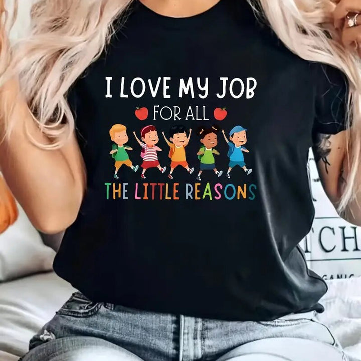 Dame T-shirt med kreativt børnemotiv Stilla