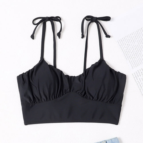 Dame Crop-Top bikinioberdel med justerbare stropper og sportsligt design Skovae