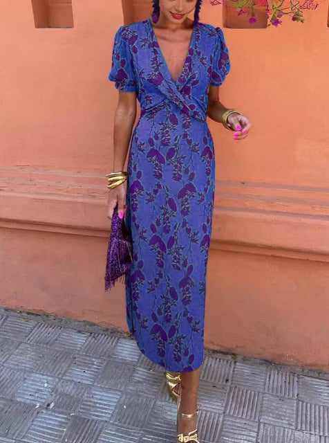 Dame Floral Wrap Maxi Kjole Stilla