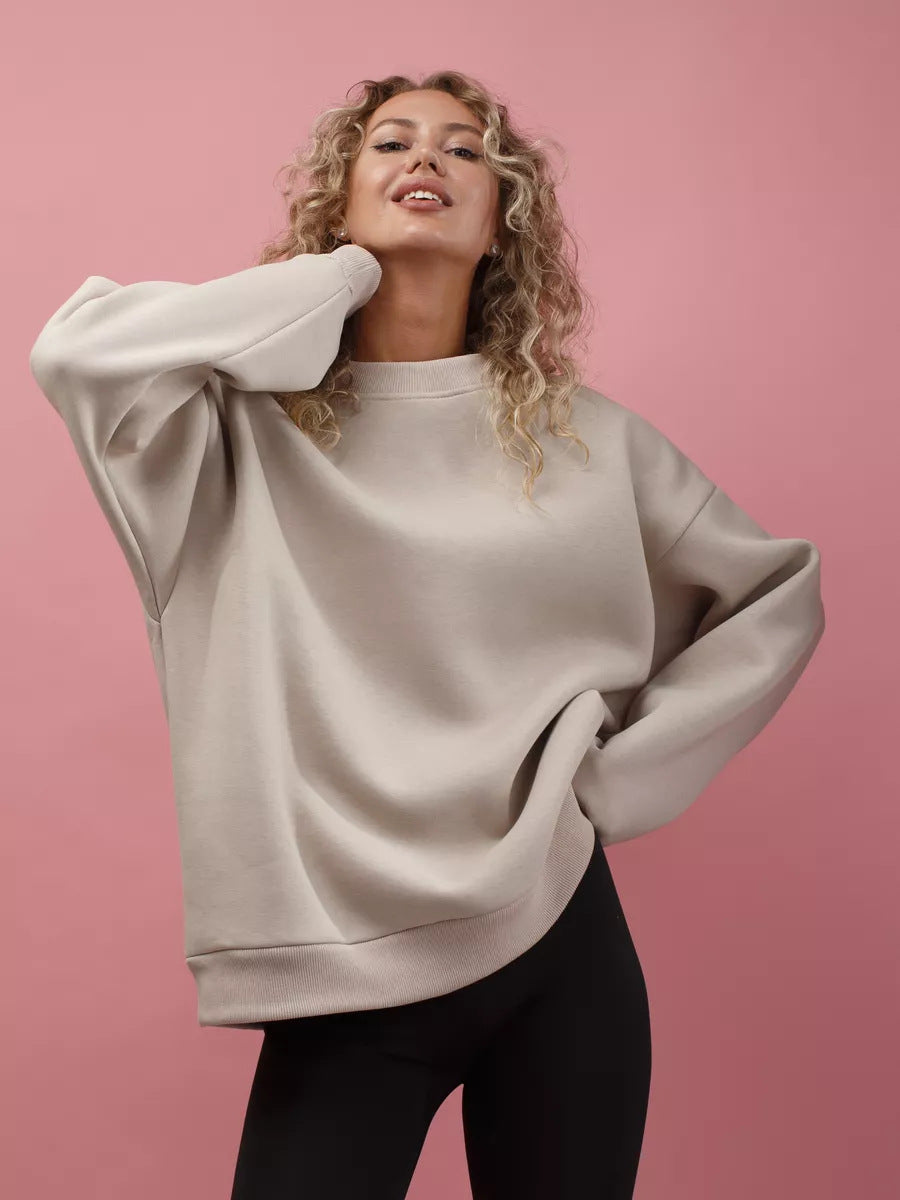 Kvinders afslappede sweatshirt med brede skuldre og blød foring Skovae