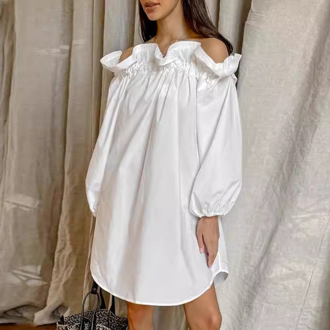 Dame Off-Shoulder Blusekjole med voluminøse puffærmer og elegant udskæring Stilla