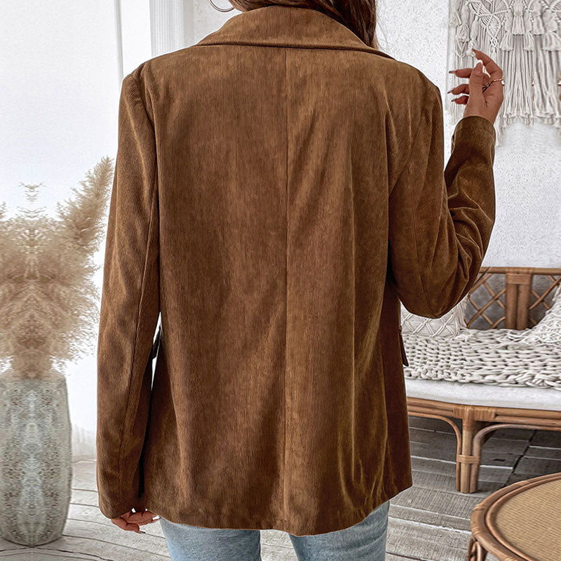 Stilla | Blazer Corduroy Figursyet Dobbeltknappet med Klap