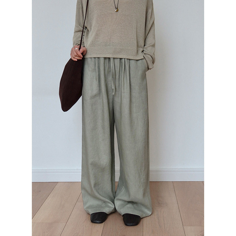 Kvinder brede linned-culotte med elastisk talje og sidelommer Stilla