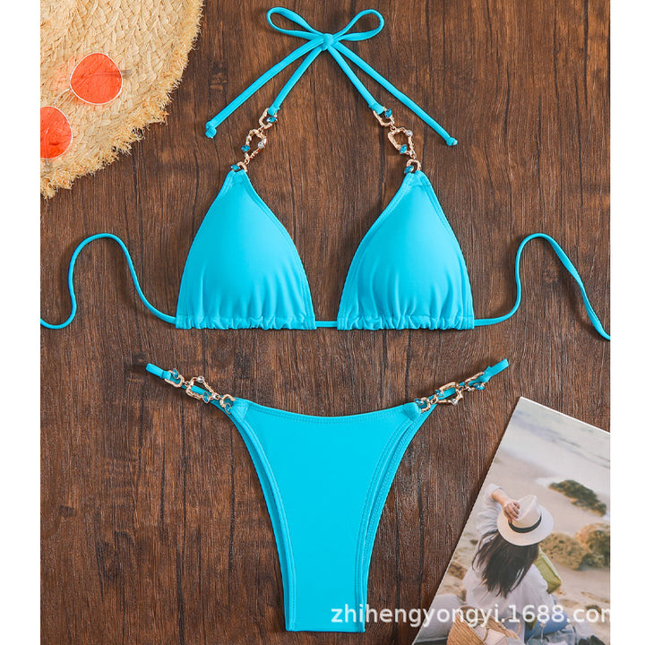 Dame Triangel-Bikini med glitrende vedhæng Skovae