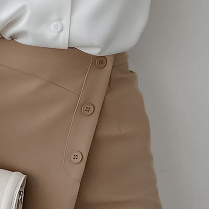 Dame wrap skirt med dekorative knapdetaljer Stilla