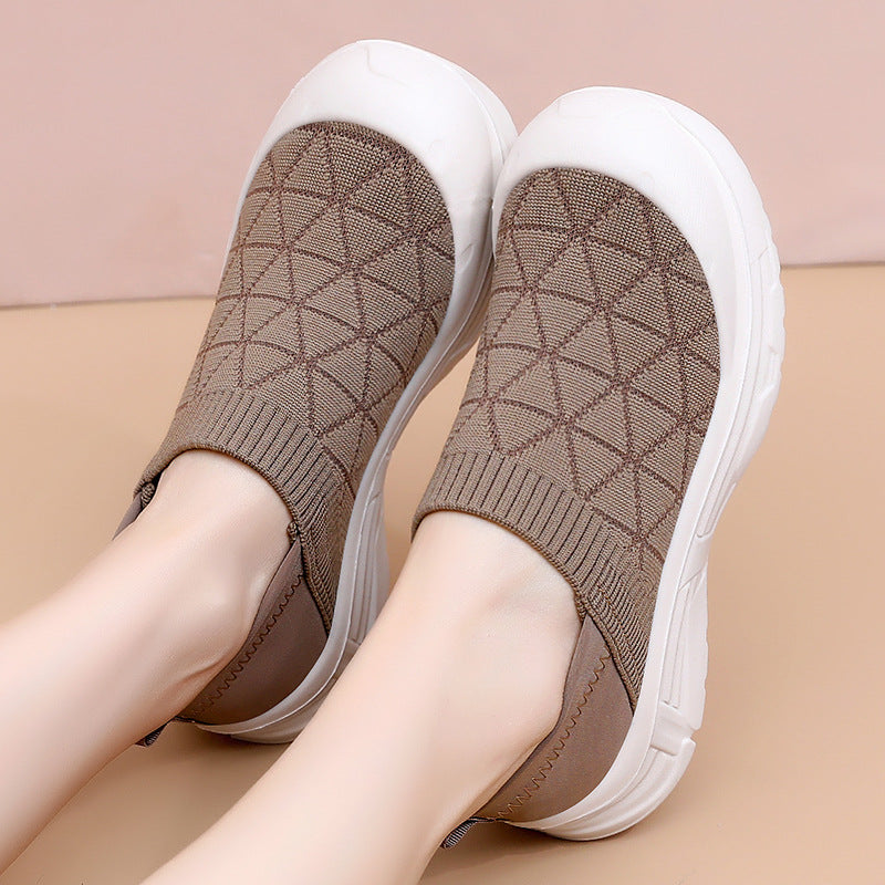 Dame Slip-On Fritidssko med elastisk strikdesign og støddæmpende sål Stilla