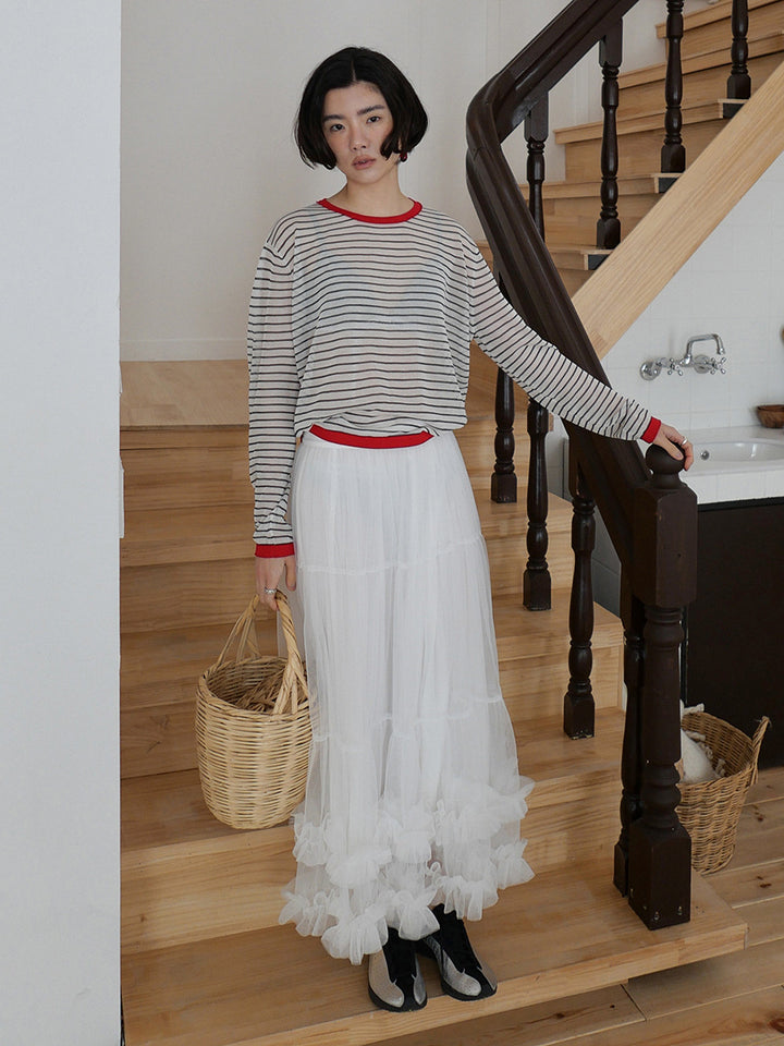 Dame - Lækkert, stribet oversized T-shirt med kontrastdetaljer Stilla