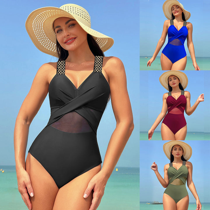 Dame Onepiece Badedragt med stilige Mesh-elementer Skovae