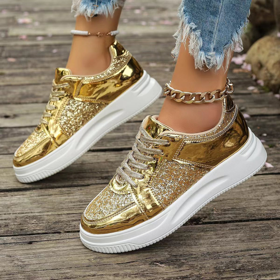 Dame Glamourøse Sneakers med funklende glimmer og højdæmpende sål Stilla