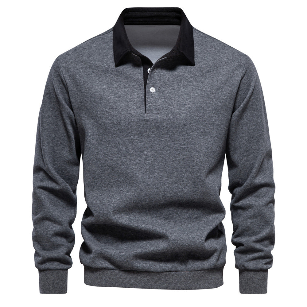 Herrer nan elegante Langærmet Poloshirt med kontrastkrave Skovae