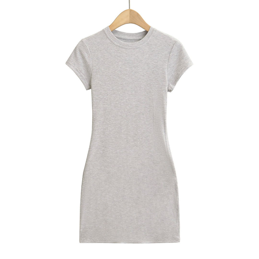 Dame figursyet T-shirt kjole lavet af kvalitets stretchmateriale med kort ærme Stilla