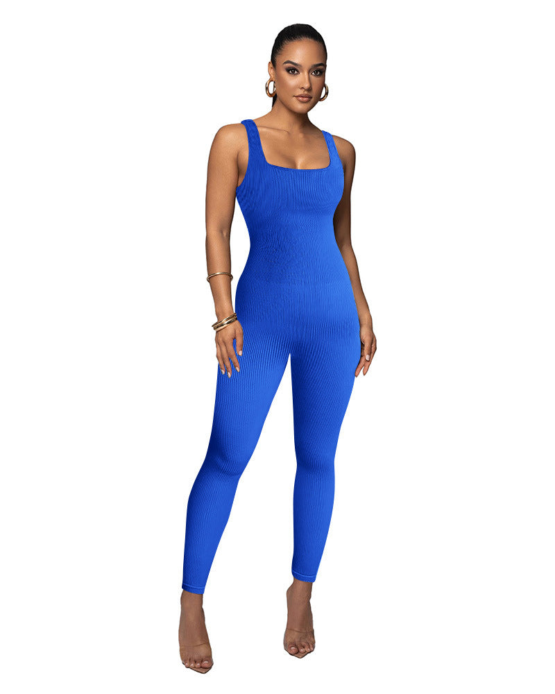 Dame figurtilpasset jumpsuit med ribstruktur Stilla