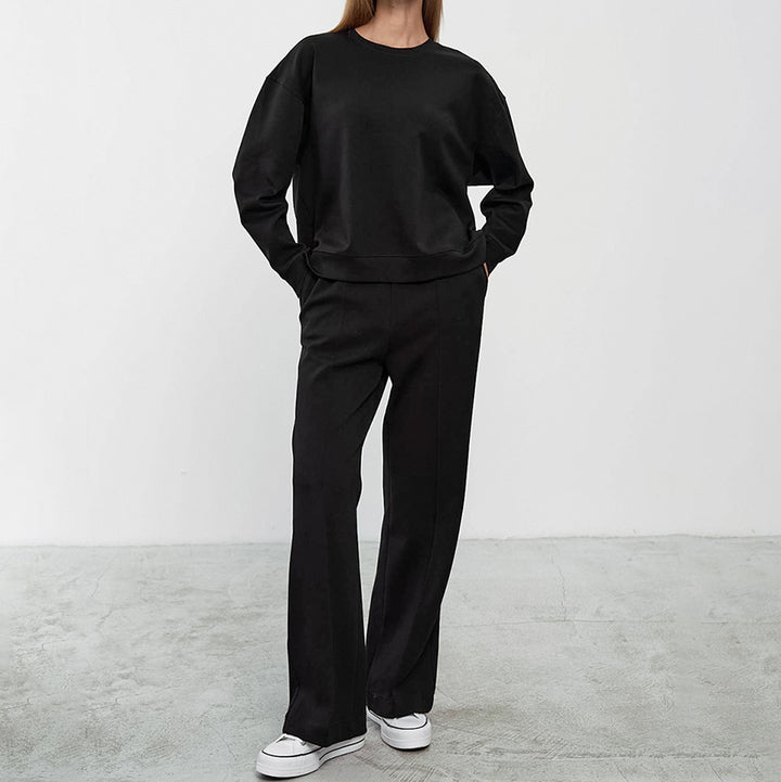 Dame Frit Fleece-Hoodie og Løs Bukser Sæt Stilla