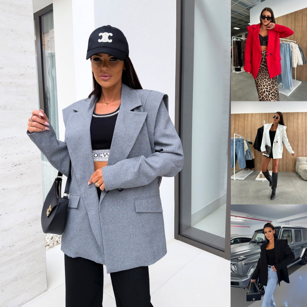 Dame oversized blazerjakke med struktureret snit og afslappet stil Stilla