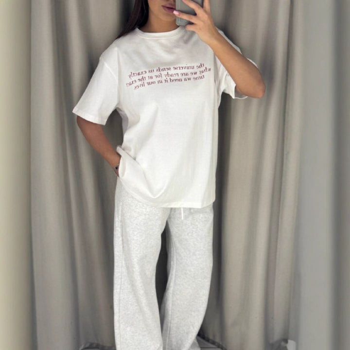 Kvinders afslappede oversized T-shirt med kreativt print Stilla