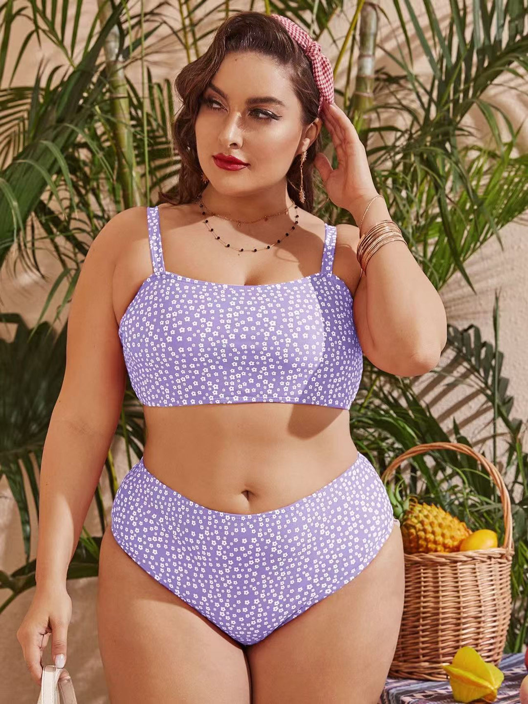 Dame Højskåret bikini med legende prikdesign Skovae