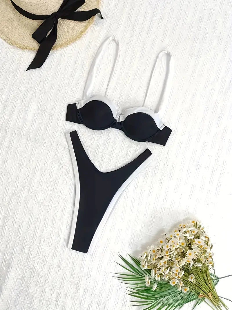 Dame Modern Contrast Trekant-Bikini-Sæt Stilla