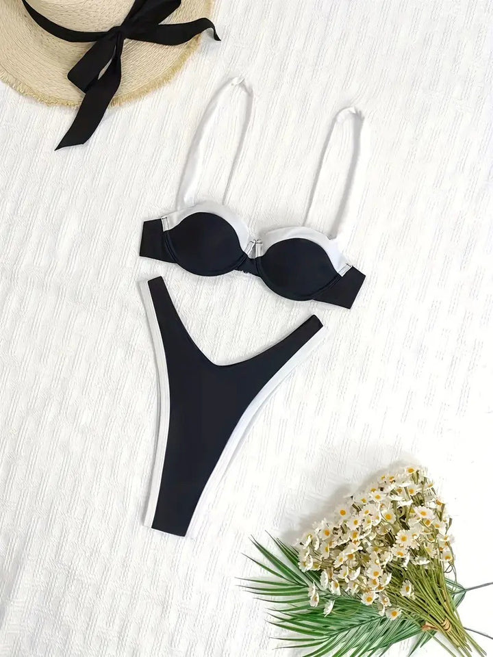 Dame Modern Contrast Trekant-Bikini-Sæt Stilla