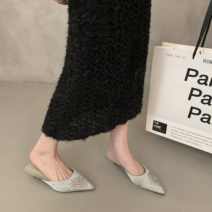 Dame Pyntede Spids Tå Slide Mules Stilla