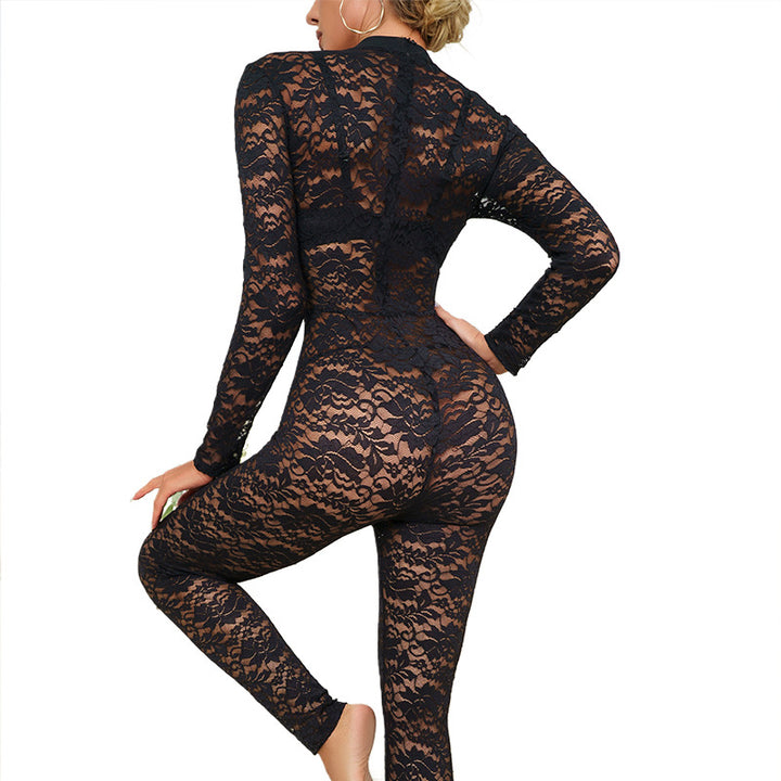 Damer Elegant spids bodysuit med lange ærmer og høj halsudskæring Stilla