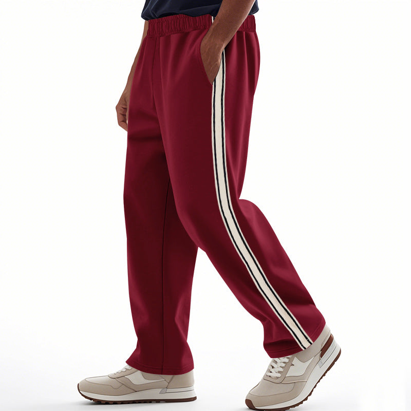 Herren nan bredde Relax-Trackbukser i retro-stil med dobbelt sidepaspel og elastisk komfortlinning Skovae