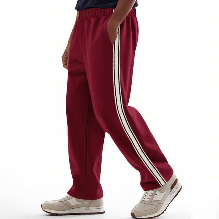 Herren nan bredde Relax-Trackbukser i retro-stil med dobbelt sidepaspel og elastisk komfortlinning Skovae