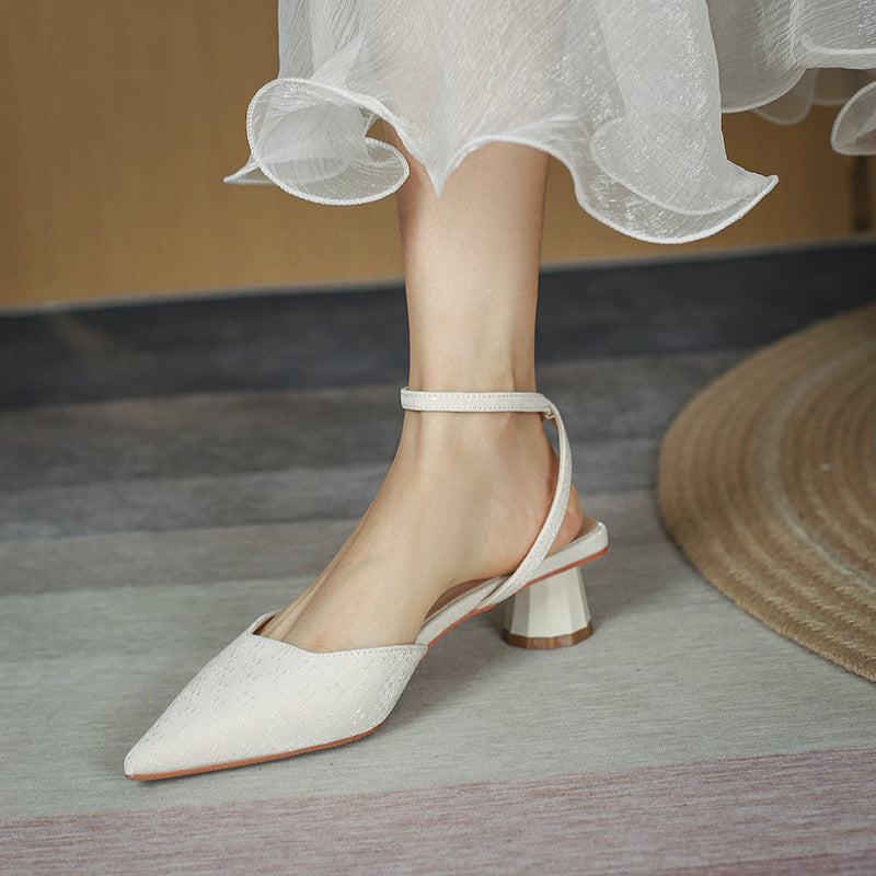 Dame Chic Spids-Tå Slingback-Pumps med transparent blokhælk Stilla