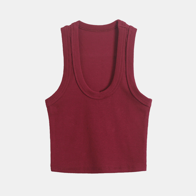 Dame Sporty tanktop med generøs rund halsudskæring og figurformende snit Stilla