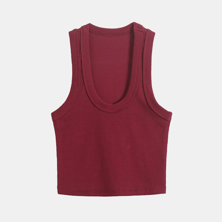 Dame Sporty tanktop med generøs rund halsudskæring og figurformende snit Stilla