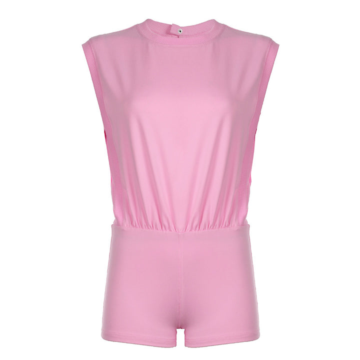 Dame sporty jumpsuit med elastisk talje og ærmeløs design Skovae