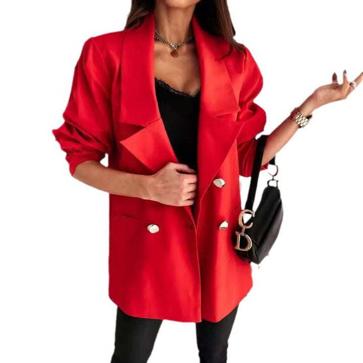 Dame Elegant Oversize-Blazer med dobbelt knaplukning Stilla