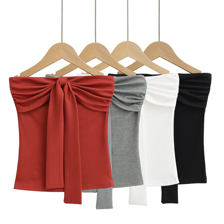 Dame Off-Shoulder Top med smagfuldt knudedetalje og blødt strækstof Stilla