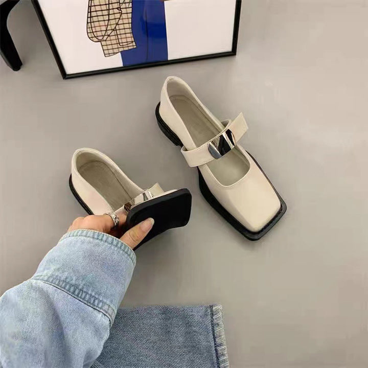 Dame Ballerinas med firkantet tåparti og metalaccent Stilla