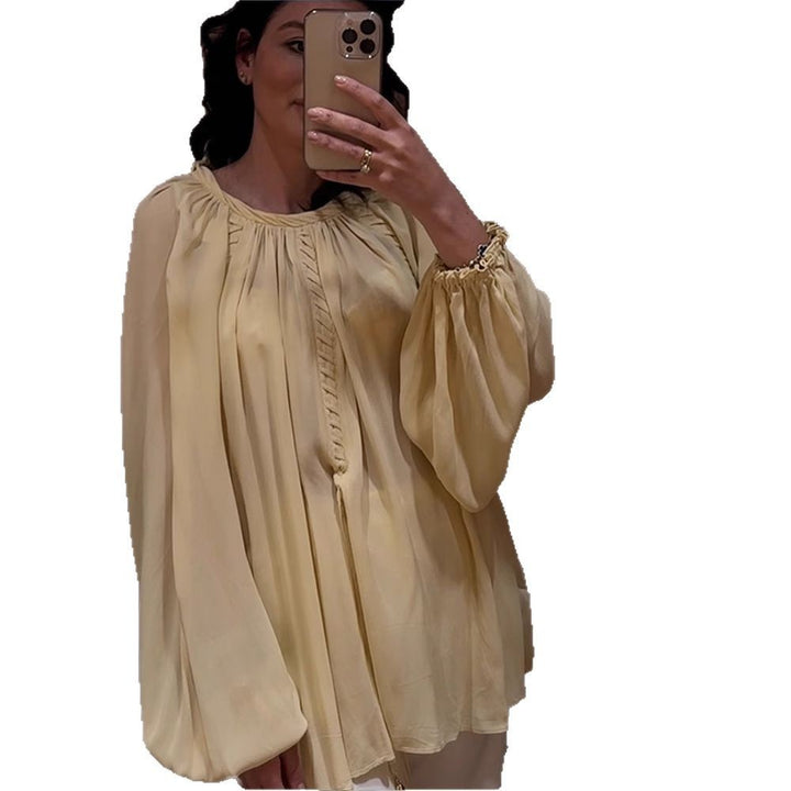 Dame let chiffon top med legende ruffle design Stilla