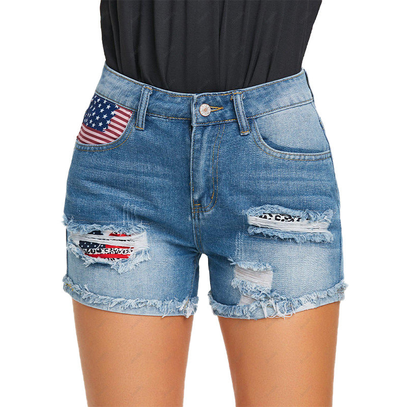 Dame Vintage Denim Shorts med Destroyed-Optik Stilla