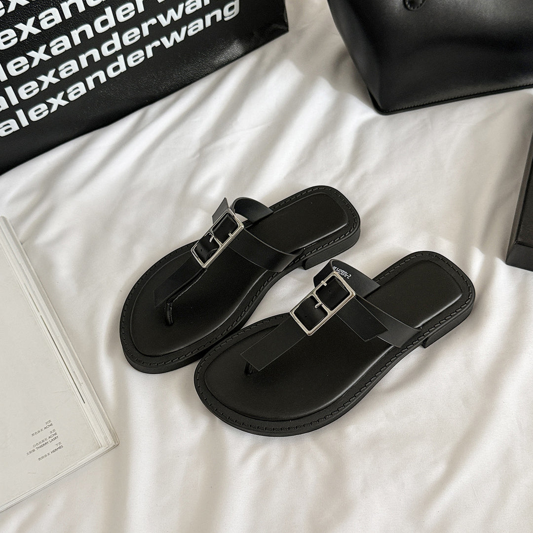 Dame Casual Rem-Detail Flip-Flops Stilla