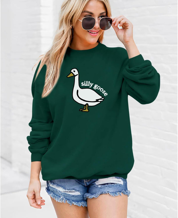 Kvinders sweatshirts med legesyg andemotiver og afslappet pasform Stilla