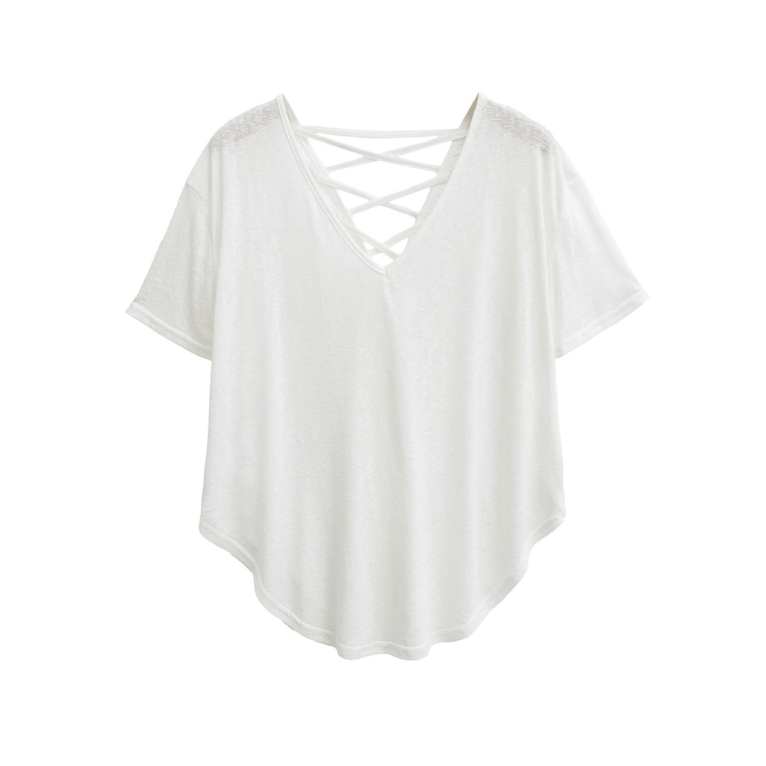 Dame afslappet T-shirt med raffineret rygdetail Stilla