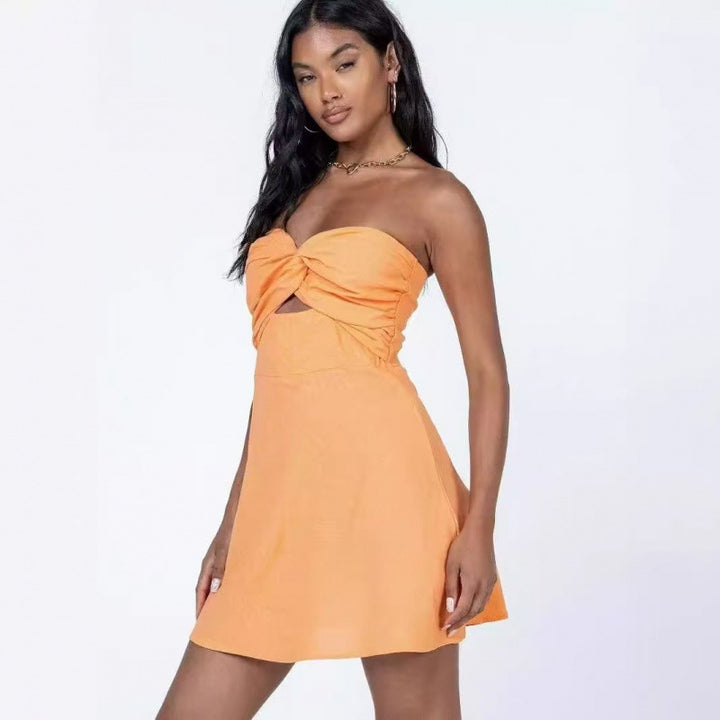 Dame Strapless Twisted Mini Kjole Stilla