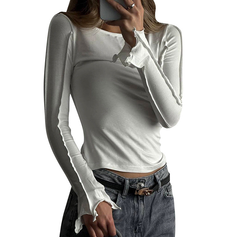 Femme Mode Langærmet top med unik udvidet søm Stilla