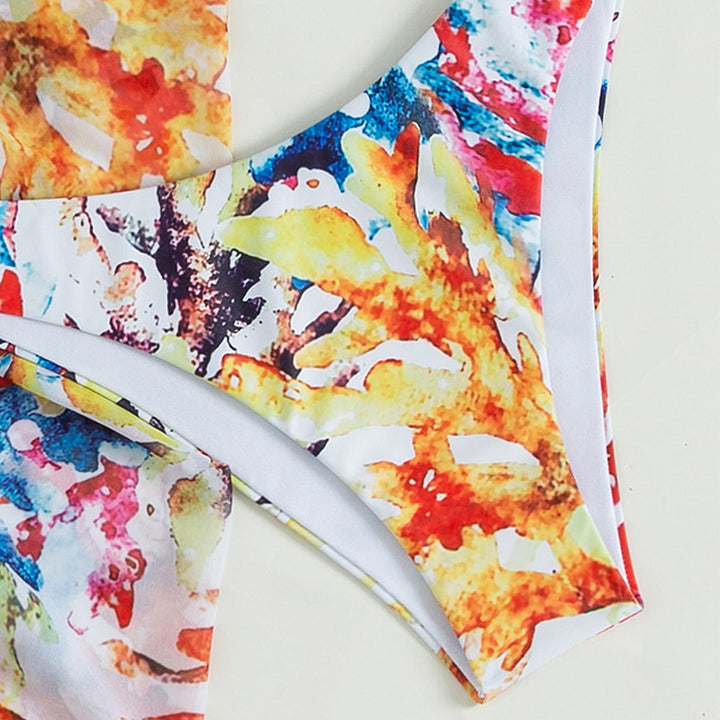 Dame bikini-sæt med forførende tie-dye design og bindebånd Skovae