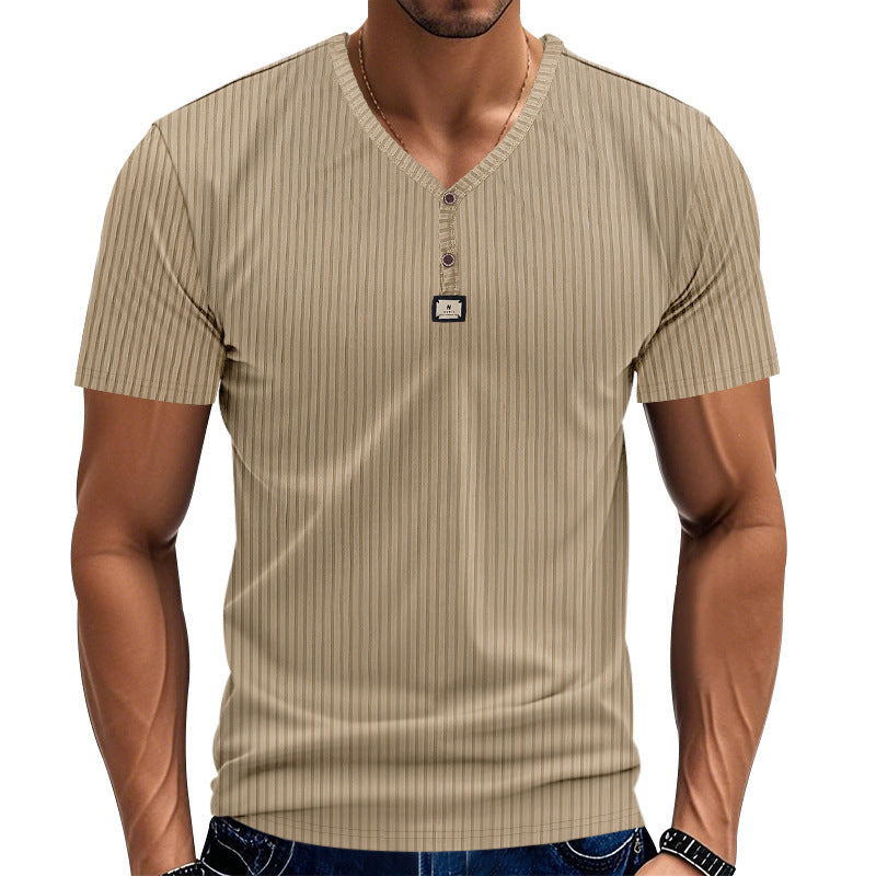 Herrer Kortærmet Henley T-shirt med elegant struktur og moderne knapper Stilla