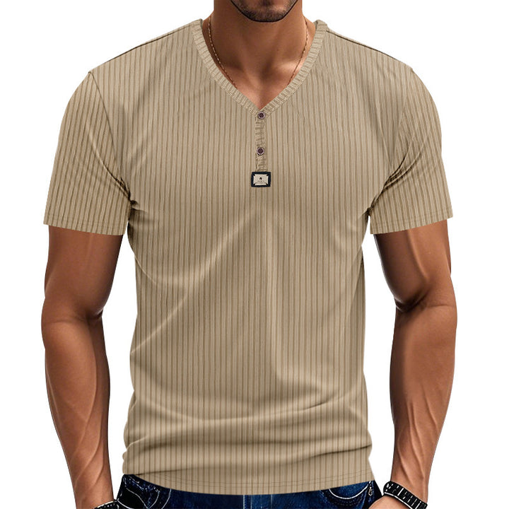 Herrer Kortærmet Henley T-shirt med elegant struktur og moderne knapper Stilla
