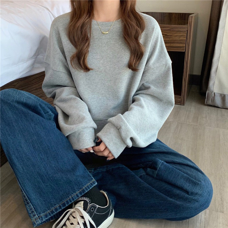 Kvinders afslappede oversized sweatshirt med komfortkrave og bløde manchetter